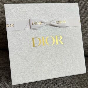 Dior White Empty Square Gift Box White Ribbon Paper Holiday Birthday Authentic